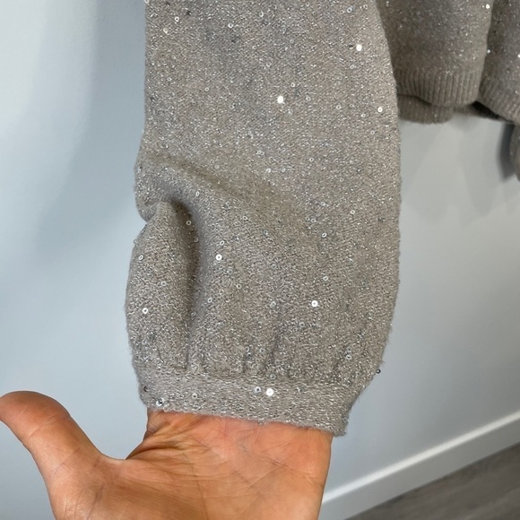 LOFT Sequin Double V Long Sleeve Sweater - Picture 4 of 8